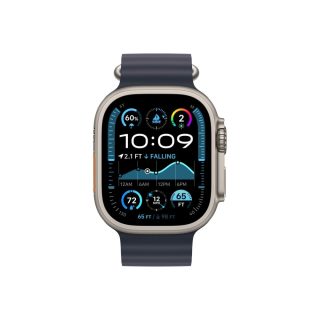 Apple Watch 49mm Band: Navy Ocean Band - Natural Titanium Finish