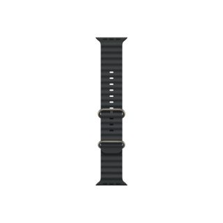 Каишка Apple Watch 49mm: Черна Ocean Band - Natural Titanium Finish