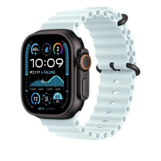 Apple Watch 49mm Band: Ice Blue Ocean Band - Black Titanium Finish