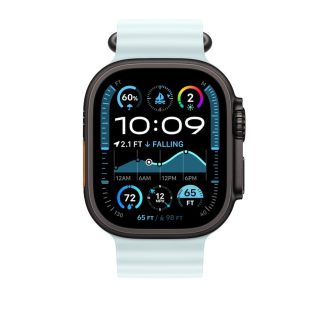 Apple Watch 49mm Band: Ice Blue Ocean Band - Black Titanium Finish
