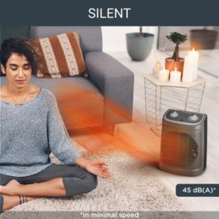 Rowenta SO2330 вентилаторна печка, 2400W, 2 степени, охлаждащ вентилатор, функция за тишина, 44dB(A), термостат, СИВ/ЧЕРЕН