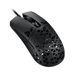 Asus TUF Gaming M4 Air Wired Gaming Mouse, 16,000 DPI сензор, 6 програмируеми бутона, ултралека въздушна обвивка, IPX6 водоустойчивост, ASUS Antibacterial Guard, TUF Gaming Paracord, чисти PTFE крачета, черен