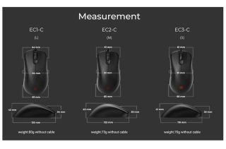 Мишка BenQ ZOWIE EC2-C за електронни спортове, размер M, Edition C, сензор 3360, 73g, асиметричен ергономичен дизайн, намалено тегло, паракорд кабел, 24-стъпково скрол колело, кабелна, без драйвери, plug and play, вдъхновена от Emil 'HeatoN' Christensen