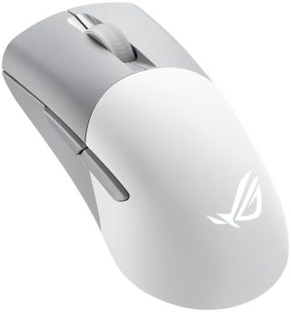 Asus ROG Keris Wireless AimPoint Gaming Mouse, Tri-mode connectivity (2.4GHz RF, Bluetooth, Wired), 36000 DPI sensor, 5 programmable buttons, ROG SpeedNova, Replaceable switches, Paracord cable, White