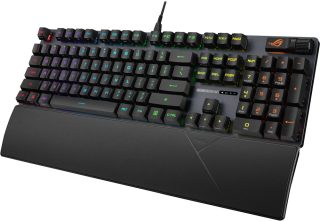 Asus ROG Strix Scope II RX Gaming Keyboard, IP57, Dampening Foam, Pre-lubed ROG RX Red Optical Switches, UV-Coated ABS Keycaps, multi-function controls, Xbox Game Bar function hotkeys, RGB-Black