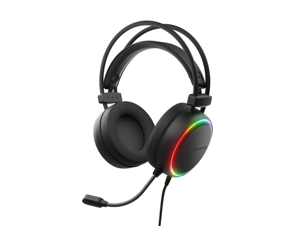 Genesis Слушалки Neon 614 с микрофон RGB подсветка Черен USB