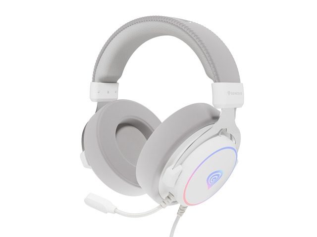 Genesis Слушалки Neon 764 с микрофон, RGB подсветка, USB, Бял