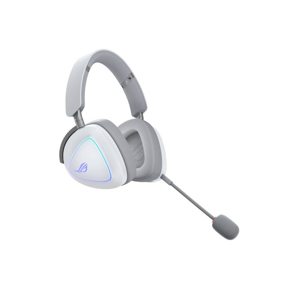 ASUS ROG Delta II Wireless Gaming Headset (BT, ROG SpeedNova 2.4GHz, 3.5mm, 50mm титанови покритии мембрани, 10mm супершироколентов микрофон, 110HR, DualFlow Audio, за PC, Switch, PS5, Xbox) - Moonlight White