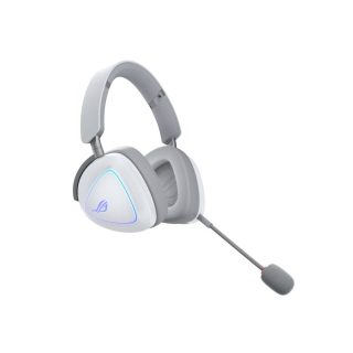 ASUS ROG Delta II Wireless Gaming Headset (BT, ROG SpeedNova 2.4GHz, 3.5mm, 50mm титанови покритии мембрани, 10mm супершироколентов микрофон, 110HR, DualFlow Audio, за PC, Switch, PS5, Xbox) - Moonlight White