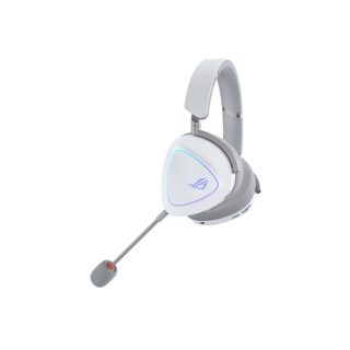 ASUS ROG Delta II Wireless Gaming Headset (BT, ROG SpeedNova 2.4GHz, 3.5mm, 50mm титанови покритии мембрани, 10mm супершироколентов микрофон, 110HR, DualFlow Audio, за PC, Switch, PS5, Xbox) - Moonlight White