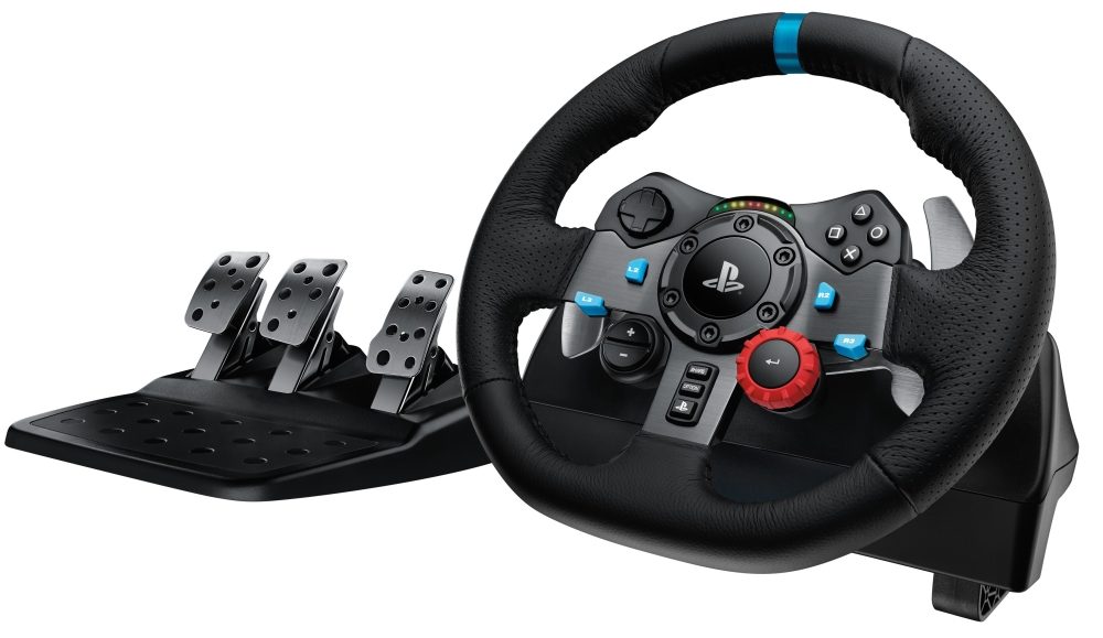 Logitech G29 Driving Force Racing Wheel, PlayStation 4, PlayStation 3, PC, 900° Rotation, Dual Motor Force Feedback, Adjustable Pedals, Leather