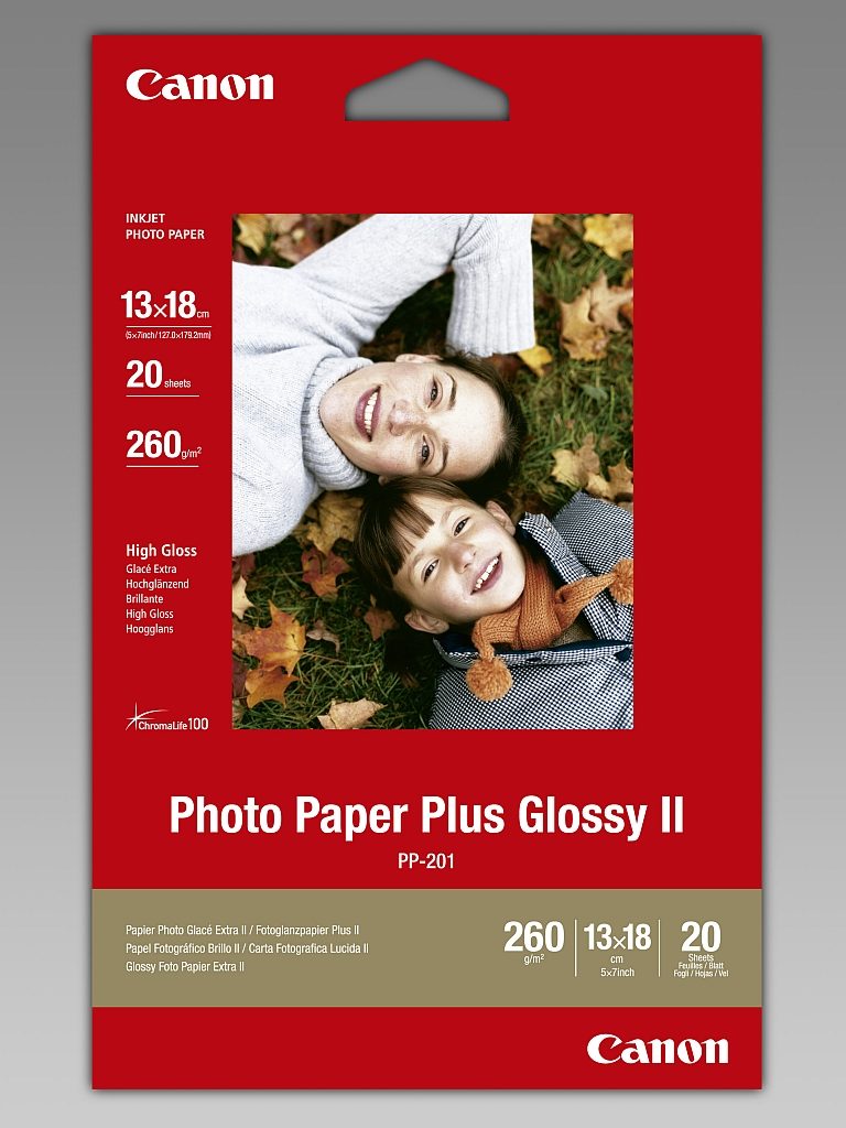 Canon Plus Glossy II PP-201 фотографска хартия, 13x18 см, 20 листа