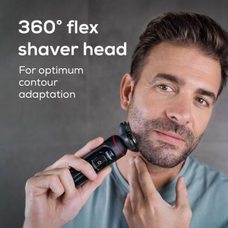 Beurer MN8X ротационна машинка за бръснене, 360° гъвкава глава, магнитно свързване, LED дисплей, водоустойчива (IPX7), функция за бързо зареждане (10 мин. работа; 5 мин. зареждане), включ. зарядно и станция за съхранение, предпазна капачка и четка за почистване