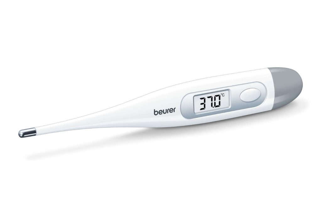 Beurer FT 09/1 клиничен термометър, контактен метод на измерване, дисплей в °C, предпазна капачка; водоустойчив, бял
