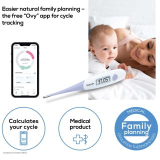 Beurer OT 20 BasalControl Basic - термометър за овулация; Подходящ за орални и вагинални измервания; Може да се дезинфекцира, Водоустойчив, Време за измерване: До 3 минути