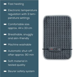 Beurer HK SE Термоподложка Cosy and soft; 3 температурни настройки, автоматично изключване след 90 мин; пере се на 30°; Сив