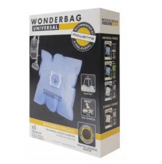 Rowenta WB406140 WonderBag Classic, торбички за прахосмукачка, комплект от 5 торбички + 1 адаптерен пръстен (универсален), 3-слойни, универсални, текстилни