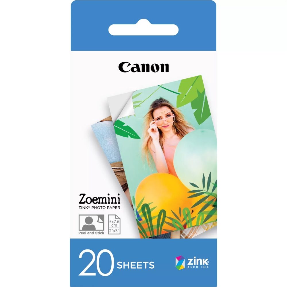 Canon Zink хартия ZP-203020S, 20 листа (5 x 7.6 см) за преносим принтер Zoemini