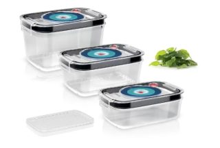 Bosch MSZV0FC3 Вакуумна кутия, включени 3 вакуумни кутии (0.9 л, 1.2 л, 1.7 л), изработени от Тритан, без BPA, съвместими с серия ErgoMixx и блендер VitaMaxx