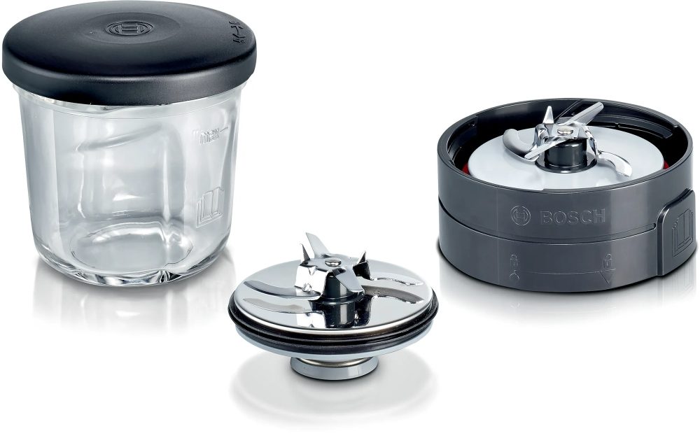 Bosch MUZ45XCG1, 3 в 1 комплект аксесоари за смилане, нарязване и съхранение, подходящ за MUM4, MUM5, MUM Серия 2 и MUM Серия 4