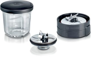 Bosch MUZ45XCG1, 3 в 1 комплект аксесоари за смилане, нарязване и съхранение, подходящ за MUM4, MUM5, MUM Серия 2 и MUM Серия 4