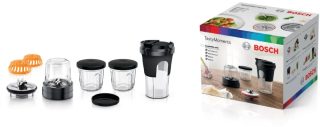Bosch MUZ45XTM1 TastyMoments комплект, набор от 5-в-1 аксесоари за смесване, смилане, настъргване, съхранение, 3 стъклени съда за смилане и трошене, с капак