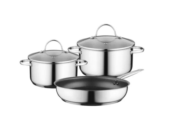 Bosch HEZ9SE030, Комплект от 2 тенджери и 1 тиган: тенджера Ø 14/16 cm, тенджера Ø 18/20 cm, тиган Ø 22/26 cm