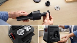 Bosch MFWS860M Месомелачка, SER8, Запорна мощност: 2500 W, 4,5 kg/min, 10-годишен мотор, съдомиялна, доматопреса, 4 решетки, приставка за кебап, приставка за наденица, сребрист/черен
