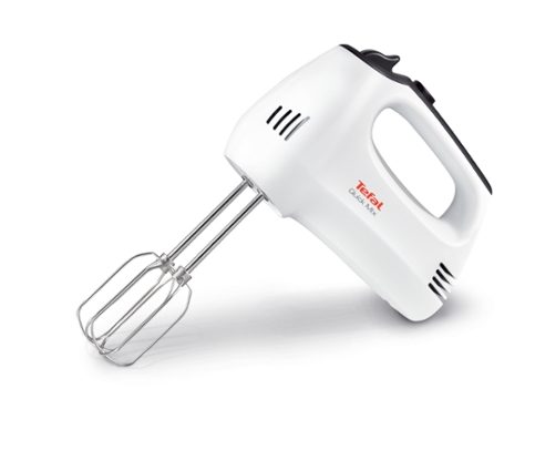 Tefal HT310138 Ръчен миксер, 300W, 5 скорости + турбо, 2 бъркалки, 2 куки за тесто, бял/тъмносив