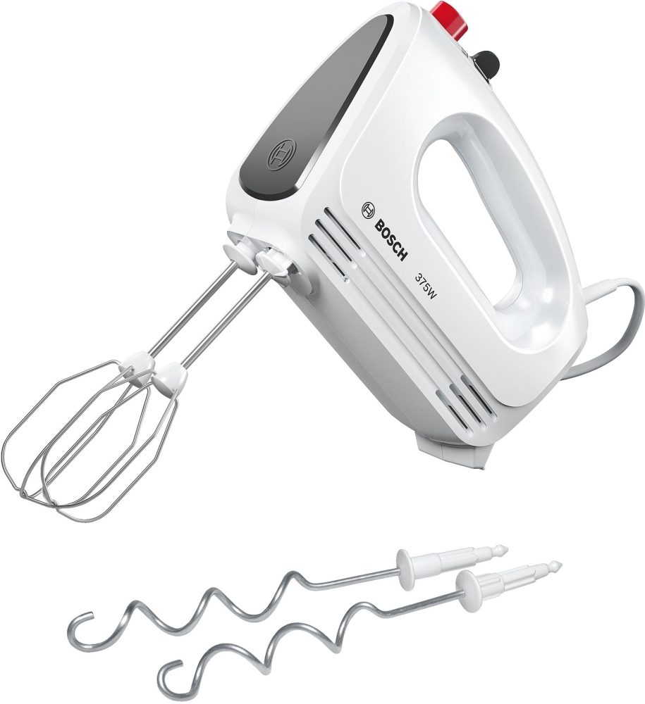 Bosch MFQ22100 Ръчен миксер, CleverMixx, 375 W, 4 скорости, допълнителна импулсна/турбо функция, бял/сив