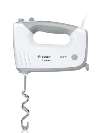 Bosch MFQ36400 Ръчен миксер, 450 W, 5 степени на работа, допълнителна функция пулс/турбо, бял/сив