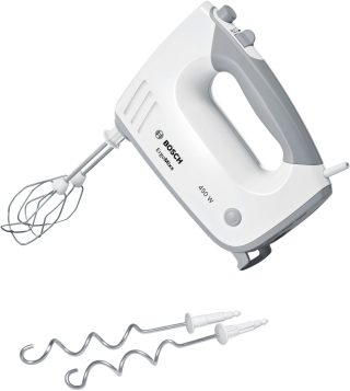 Bosch MFQ36400 Ръчен миксер, 450 W, 5 степени на работа, допълнителна функция пулс/турбо, бял/сив