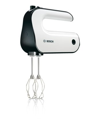 Потапящ миксер Bosch MFQ4020, Styline, 450 W, с иновативни бъркалки FineCreamer, приставка за пасиране, 5 скорости, допълнителна импулсна/турбо функция, бял-черен