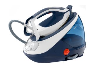 Парогенератор Tefal GV9221E0 ProExpress Protect, син, 2600W, електронни настройки на температурата, 7,6 бара, 140 g/min, паров удар 550 g/min, плоча Durilium Airglide Autoclean Ultra Thin, анти-капкова система, автоматично изключване, сменяем резервоар за вода 1,8L, колектор за накип, заключваща система, бързо загряване 2 мин