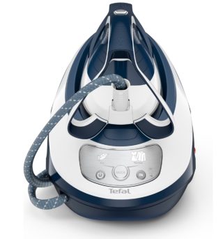 Парогенератор Tefal GV9221E0 ProExpress Protect, син, 2600W, електронни настройки на температурата, 7,6 бара, 140 g/min, паров удар 550 g/min, плоча Durilium Airglide Autoclean Ultra Thin, анти-капкова система, автоматично изключване, сменяем резервоар за вода 1,8L, колектор за накип, заключваща система, бързо загряване 2 мин