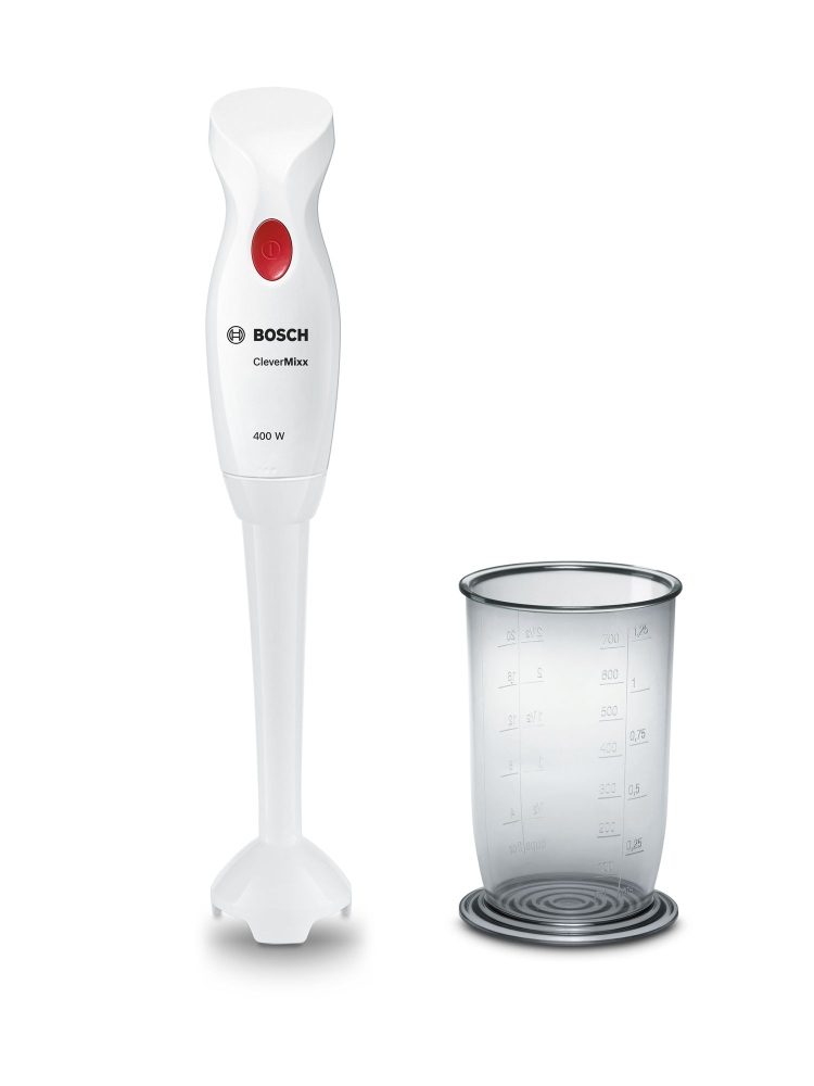 Пасатор Bosch MSM14100, CleverMixx, 400 W, с прозрачна кана, бял, тъмночервен