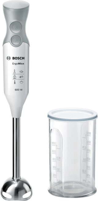 Пасатор Bosch MSM66110, ErgoMixx, 600 W, с прозрачна кана, бял