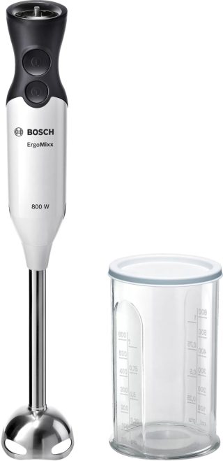 Bosch MS61A4110 Пасатор ErgoMixx, 800 W, с прозрачна мерителна чаша, бял, антрацит