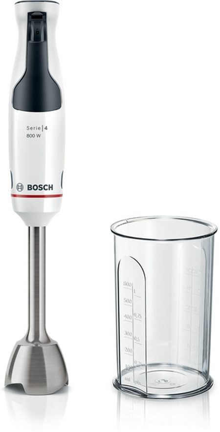 Bosch MSM4W410 Пасатор, ErgoMaster, 800 W, Dynamic Speed Control, QuattroBlade System, с блендер и мерителна чаша, бял