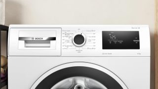 Bosch WAN2406NBY, SER4, Перална машина 8kg, A, 1200rpm, 51/71dB(A), Iron Assist, waveDrum 65l, 4 опции, бяла-черно-сива врата