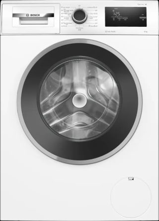 Bosch WAN2806NBY, SER4, Перална машина 8 кг, A, 1400 об/мин, 51/72 dB(A), Iron Assist, waveDrum 65 l, 4 опции, сребърно-черна врата