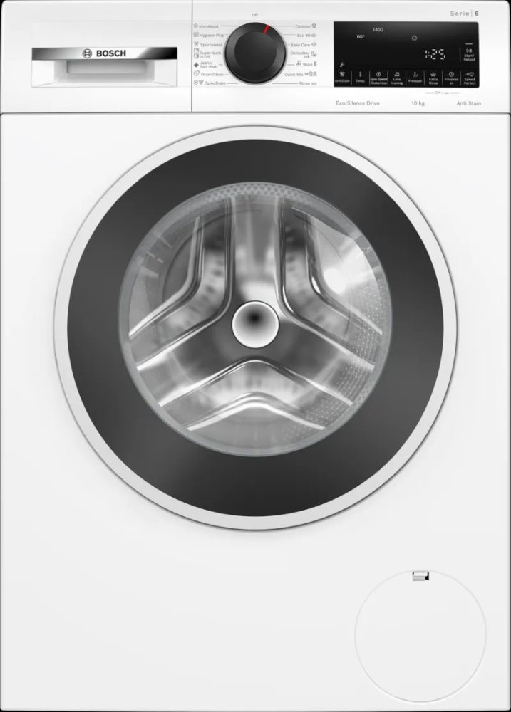 Пералня Bosch WGG2540NBY Series 6, 10 kg, енергиен клас A, 1400 об/мин, бяла с черно/сива врата