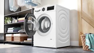 Пералня Bosch WGG2540NBY Series 6, 10 kg, енергиен клас A, 1400 об/мин, бяла с черно/сива врата