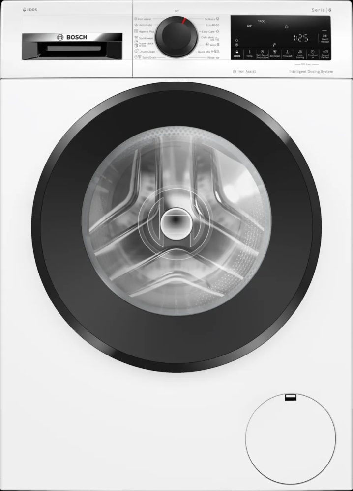 Bosch WGG244F3BY, SER6, Пералня 9 kg, A, 1400 об/мин, 51/71 dB(A), i-DOS фиксиран, Iron Assist, waveDrum 65 l, Голям LED дисплей, черна-черносива врата