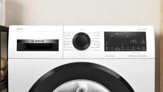 Bosch WGG244F3BY, SER6, Пералня 9 kg, A, 1400 об/мин, 51/71 dB(A), i-DOS фиксиран, Iron Assist, waveDrum 65 l, Голям LED дисплей, черна-черносива врата