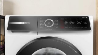Пералня Bosch WGB24410BY, SER8, 9 kg, A-20%, 1400 об/мин, 49/70 dB(A), 4D Wash, AquaSecure, Home Connect, Iron Assist, AntiStain Plus, врата черен-хром-черносив