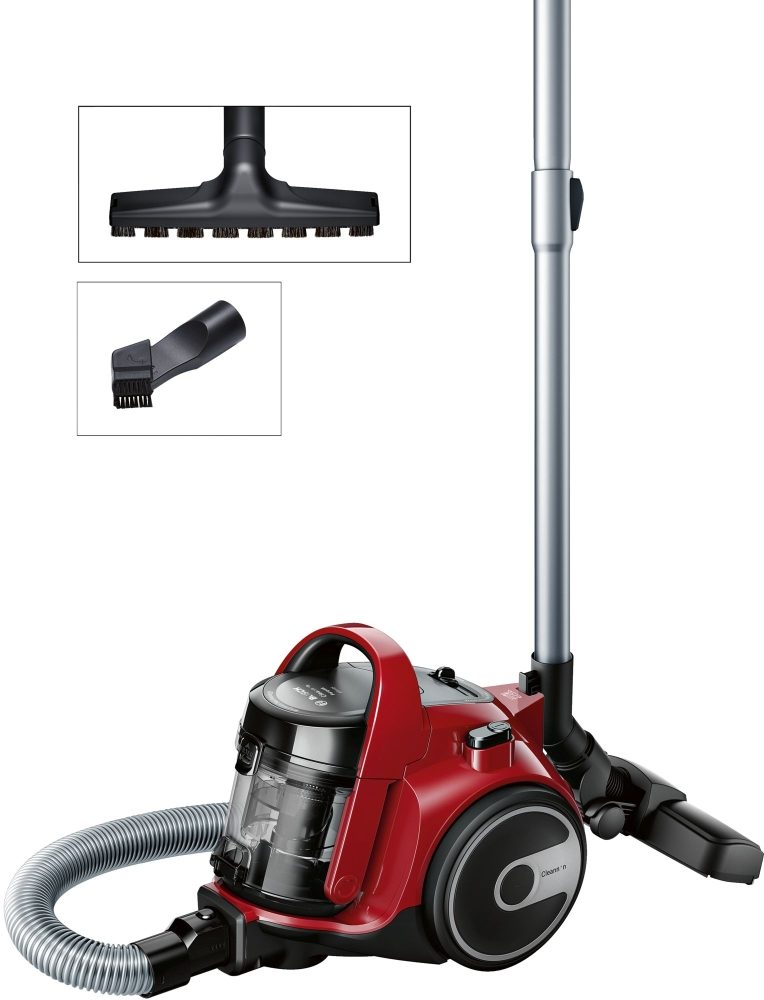 Bosch BGC05AAA2, Прахосмукачка, 700 W, без торба, 1.5 L, 78 dB(A), клас на енергийна ефективност A, чили червен/черен