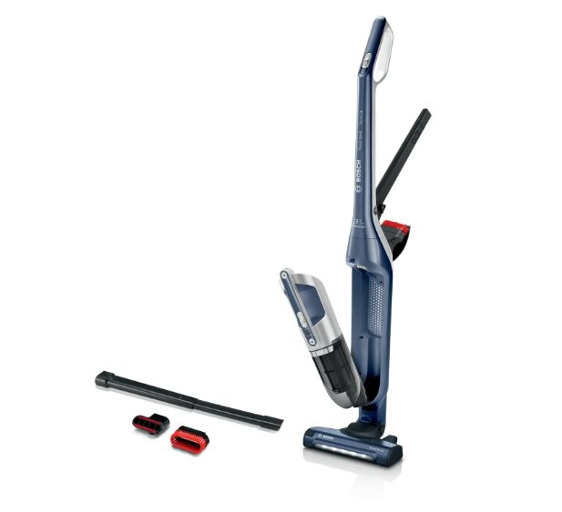 Bosch BBH3K2800, Безжична ръчна прахосмукачка 2 в 1 Flexxo Gen2, Serie 4, 28V, 82 dB(A), AllFloor Power Brush с LED, вградени аксесоари, Син