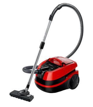 Bosch BWD421PET 3в1 прахосмукачка за сухо и мокро почистване, контейнер за прах 2,5 л, 2100 W, HEPA H13, обхват 12 м, дюзи за поемане на течности, паркетна четка, турбо четка, четка за матраци, резервоар за вода: 5 л, търнадо червено-черно