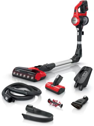 Bosch BBS711ANM Безжична прахосмукачка ръчна, Unlimited 7 ProAnimal, TurboSpin мотор, 82 dB(A), батерия 3.0 Ah, 18.0V, четка AllFloor ProAnimal с LED, червена